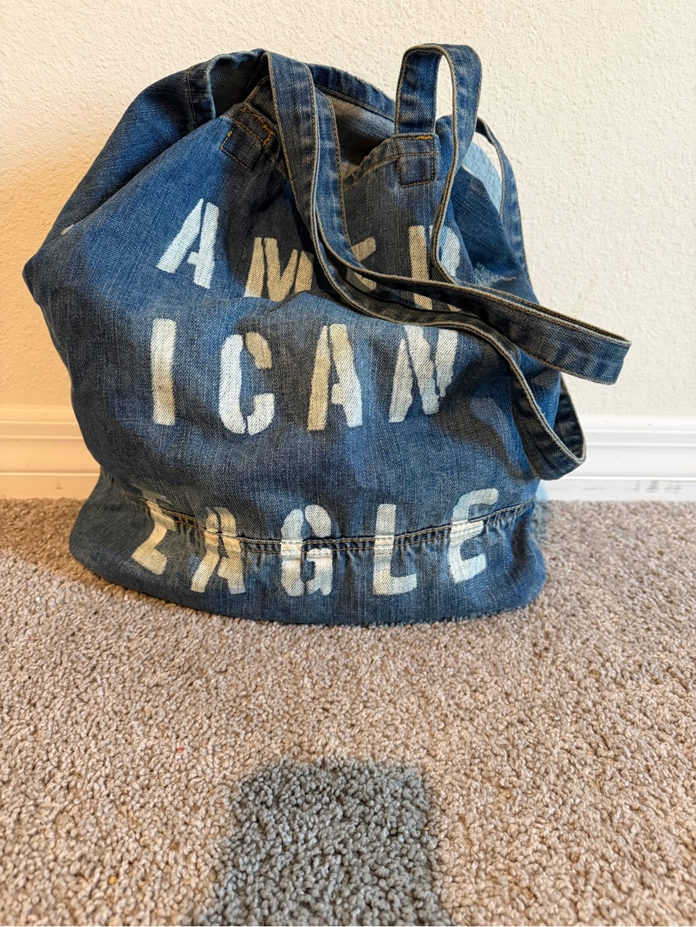 American Eagle Outfitters Denim Tote with White Logo